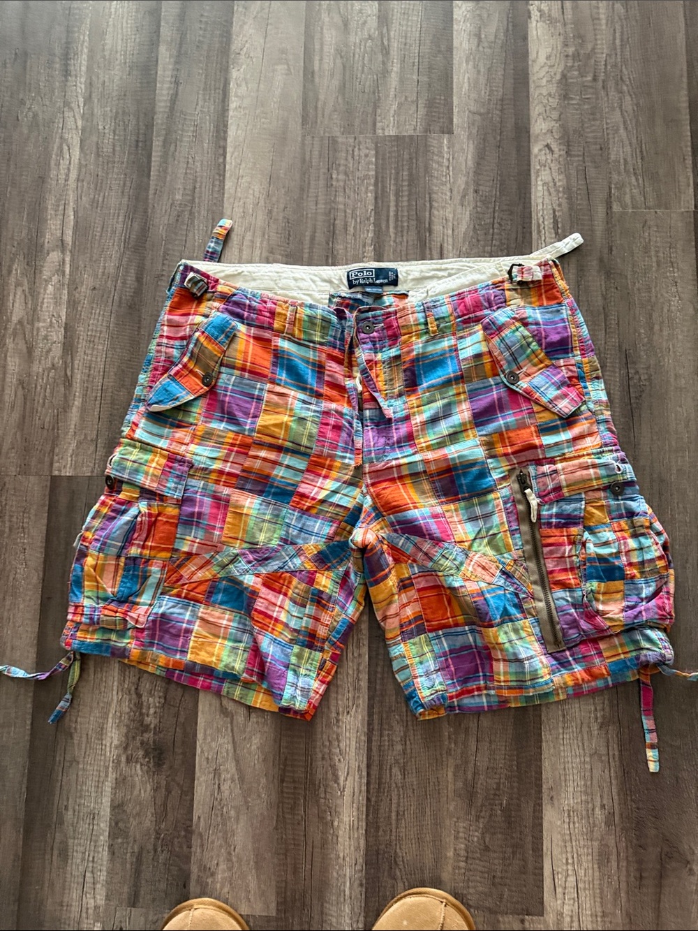 Vintage Polo by Ralph Lauren Men’s Multi-Color Plaid Cargo Shorts (PURCH 2000s)